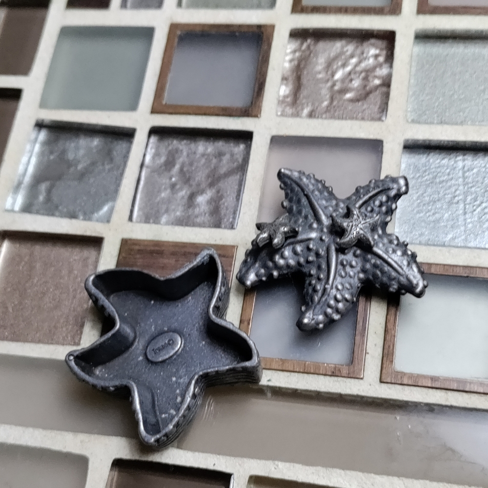 Vintage Torino Starfish Pewter Trinket/brooch/earrings set
